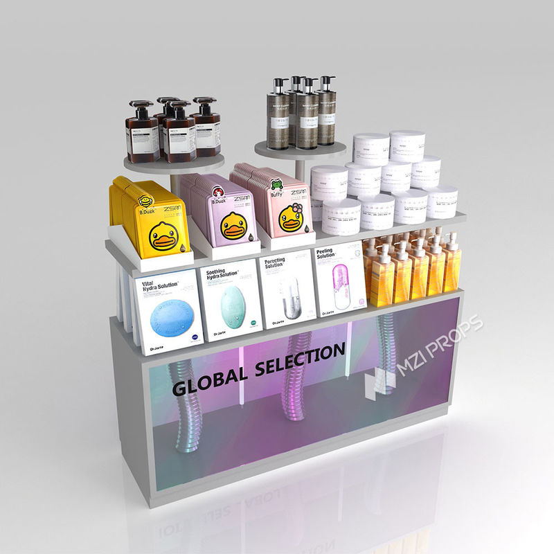 Commercial Display Rack Cosmetics Display Rack with T8 Lighting & Laser Acrylic