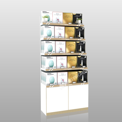 Cosmetic Retail Store Shelf  White Wood Facial Mask Back Cabinet For Trendy Shop Furniture And Luxury Display Shelf