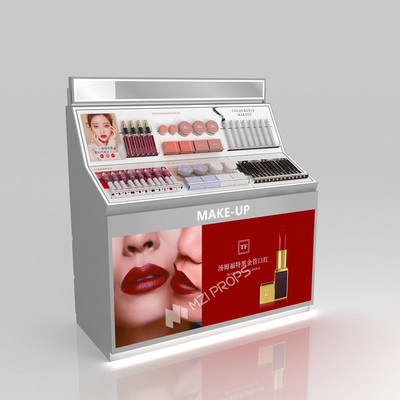 Store Cabinet Grey Wooden Makeup Front Cabinet With Light Box For Customized Display Furniture And Branding Store Shelf