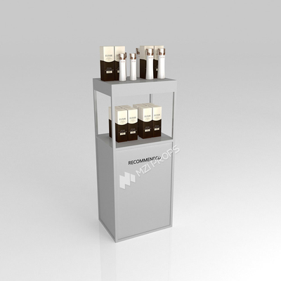 Store Showcase Grey Wooden Showcase Cabinet For Branding Store Showcase And Premium Display Rack