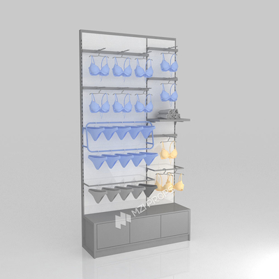 Mom & Baby Store Showcase Grey Lingerie Back Cabinet With Iron Bars For Retail Shop Design And Branding Display Stand