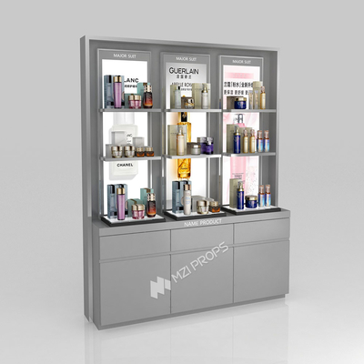 Beauty Shop Furniture Grey Wooden Counter, Fashionable And Simple For Fashion-Forward Display Cabinet And Premium Display Stand
