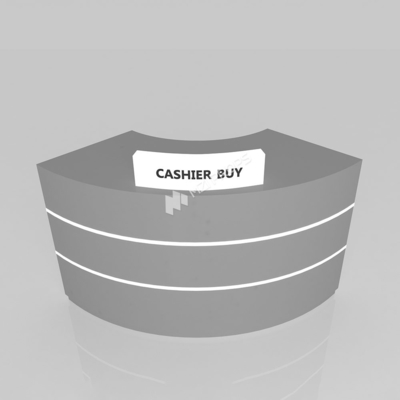 Store Counter Grey Wooden Cash Register Iron Structure Light Box For Branded Shop Fitting And Multi-Functional Store Counter