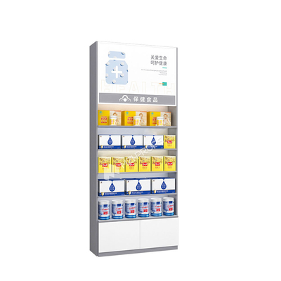 Customized Pharmacy Display Rack Wooden Health Food Cabinet Medicine Store Shelf for Drugstore Shop Design and Decoration
