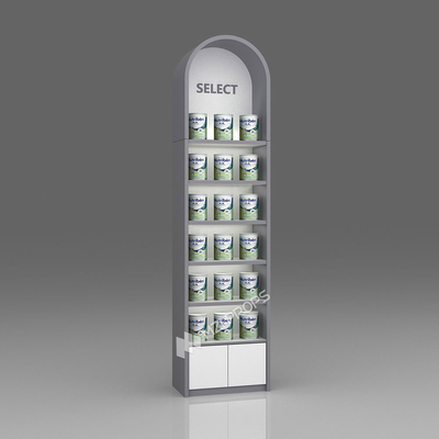 Infant Formula Cabinet Single-sided Wooden Shelf  with LED Light Strips for Maternity Shop Interior Design